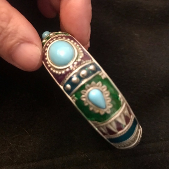 Turquoise Enamelled Bracelet - Picture 1 of 4